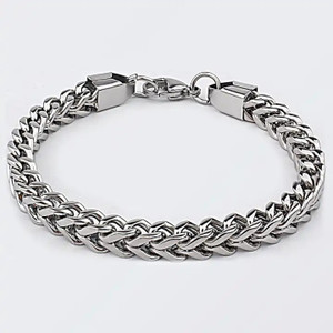 MEENAZ Metal, Alloy, Steel, Stainless Steel Platinum, Rhodium, Silver Bracelet Set
