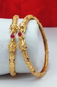 DH JEWELLS Brass Cubic Zirconia, Diamond Gold-plated Kada