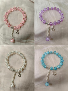 Jexo Stone, Mother of Pearl, Oxidised Silver, Crystal, Glass Beads, Crystal Silver Charm Bracelet