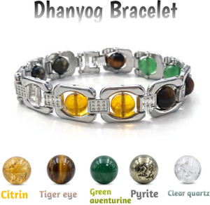 Saleha Agate Brass Crystal Silver Bracelet