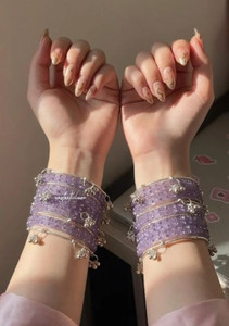 VEDHAHI Glass Crystal Bangle Set