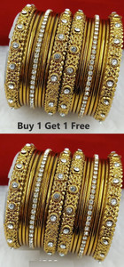 OrnaDzn Zevellery Alloy Cubic Zirconia Gold-plated Bangle Set