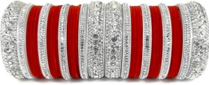 Mayra Creation Metal, Plastic Zircon Silver Bangle Set