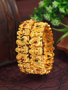 OrnaDzn Zevellery Alloy Beads Gold-plated Bangle Set