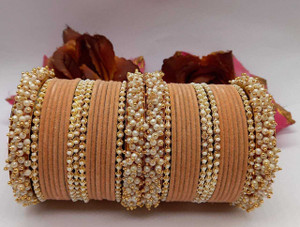 Rajwadi Alloy Pearl Bangle Set