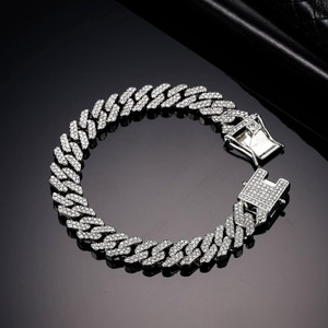 Miami Metal, Stone, Alloy, Steel, Stainless Steel Cubic Zirconia, Diamond, Crystal Platinum, Rhodium, Sterling Silver Bracelet