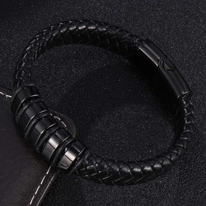 Fashion Frill Leather Silver Bracelet