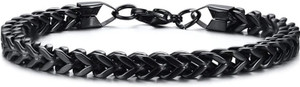 NAKABH Stainless Steel Black Silver Bracelet
