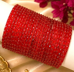 Ramaa Glass Beads, Diamond Gold-plated Bangle Set
