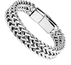 ROYALECLASSIC Stainless Steel Platinum Charm Bracelet