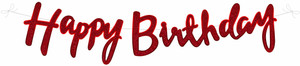 The Decor Queen Red Glitter Happy Birthday Banner Premium Non-Shedding Party Decoration Reusable Banner