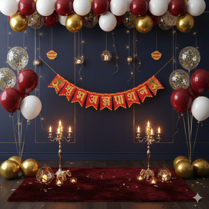 Party Junction Bunting Banner Hindi Font Shubh Annaprashan Red & Golden Color, Decoration Item Banner