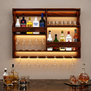 GenuineDecor Wall mounted rack Solid Wood Bar Cabinet