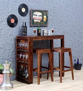 Ganpati Arts Mini Bar Table with Storage Set Of Bar Stool