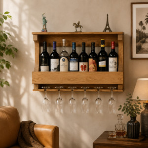 Floresta Wud Solid Wood Bar Cabinet| Wooden Bar| Wall Mount Bar Shelf| Home Bar| Bar Cabinet| Solid Wood Bar Cabinet