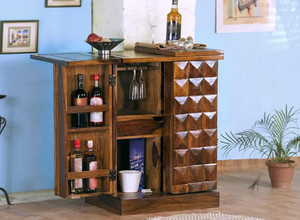 THE WOODEN CITY Solid Wood Bar Cabinet
