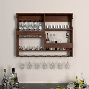 GenuineDecor Wall mounted rack Solid Wood Bar Cabinet