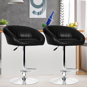 Da URBAN Mini Black Pack of 2 | Revolving | Height Adjustable | Kitchen \ Café \ Store | Leatherette Bar Stool