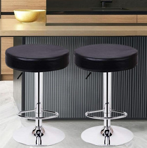 Da URBAN Roundbar Black Pack of 2 Revolving | Height Adjustable | Kitchen&Café| Leatherette Bar Stool