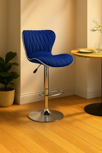 Oakcraft Cushion Upholstery with back, Airlift Adjustable Swivel Solid wood Leatherette Bar Stool