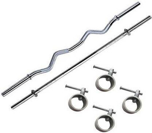 SBR Sports ''Combo Pack of 2 Straight and Curl Weight Lifting Gym Rods (19 mm, 3 Feet) Weight Lifting Bar