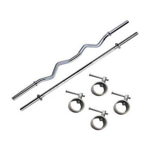 SBR Sports ''Combo Pack of 2 Straight and Curl Weight Lifting Gym Rods (19 mm, 3 Feet) Weight Lifting Bar
