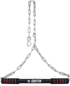 GRIFFIN 6 FT Strength Training Gym Workout Hanging Rod Bar With Chain, 6 Ft Pull-up Bar