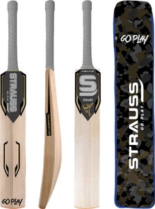 स्ट्रॉस Grand | Suitable for Leather Ball | Size: Short Handle | कश्मीर विलो क्रिकेट बैट फॉर 15+ Yrs