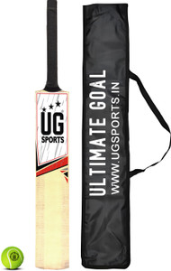 ULTIMATE GOAL Premium Poplar Willow Cricket Bat With Cover & Ball-Short Handle(Red, Full Size) Poplar Willow Cricket  Bat For 15+ Yrs