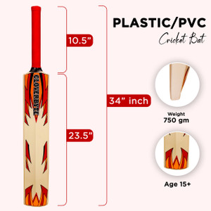 CLOVERBYTE Blast White PVC Full Size Plastic Bat No. 9 for Tennis Ball & Wind Ball PVC/Plastic Cricket  Bat For 15+ Yrs