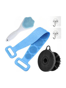 ZAPTVI Silicone Body Scrubber Combo for Men & Women – Back Cleaner + Face Brush Set