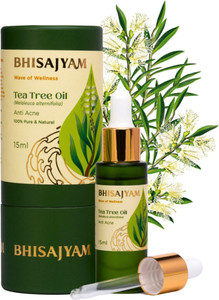 Bhisajyam Tea Tree Essential Oil 100% Pure & Natural for Dandruff, Acne, Anti Bacterial