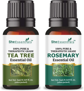 She Essentials 100% Natural & Pure Tea Tree Essential oil & Rosemary Oil Combo Pack of 2