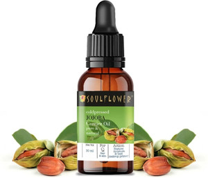 Soulflower Jojoba Carrier Oil 30ml, 100% Premium & Pure, Natural and Coldpressed, For Hair Growth, Moisturizing Skin, Makeup Primer, Makeup Remover