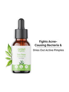 Aravi Organic 100% Pure Tea Tree Essential Oil For Skin, Hair, Acne Care & Dandruff