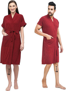 Poorak Maroon Free Size Bath Robe