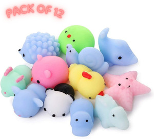 ANABGI Mochi Squishy Toys Kawaii Squishies Animals(Pack-12) Bath Toy