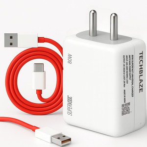 TechBlaze 80 W SuperVOOC 7.3 A Wall Charger for Mobile with Detachable Cable