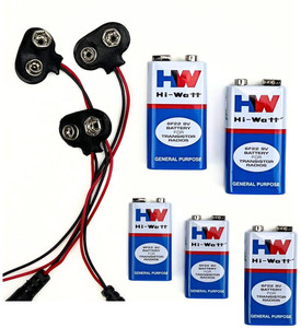Yellow Tommy HW Hi-Watt 9V + 9V Clip with DC Barrel Jack Battery