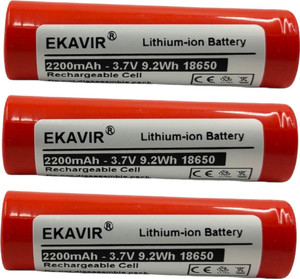 Ekavir 18650 Lithium-ion  Cell 2200mAh, 3.7V Rechargeable 65x18mm  Battery