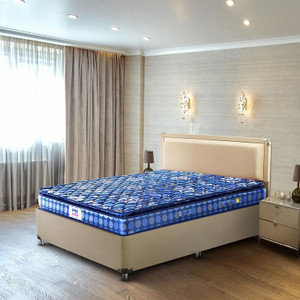 PEPS Springkoil Durable PU Foam Quilt, Medium Firm Back Support, Dark Blue 6 inch Queen Bonnell Spring Mattress