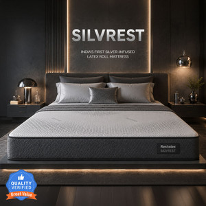 Restolex SilvRest-India's First Silver-Infused with 7-Zone Orthopedic Support Roll-Pack 6 inch King Natural Latex Mattress