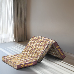 Sleepwell Tarang Tri-fold,Travel & Guest, Compact & Portable, Double Layer Quiltec Top 4 inch Single PU Foam Mattress