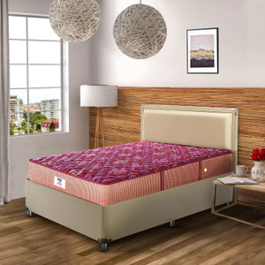 PEPS Springkoil Durable PU Foam Quilt, Medium Firm Back Support, Dark Blue 8 inch Queen Bonnell Spring Mattress