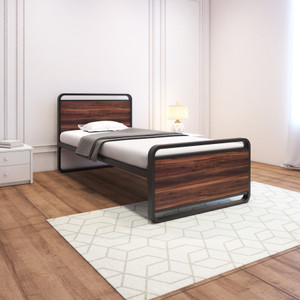 homdec Vega Hybrid Wood and Metal Structure Bed – No Plywood Needed, Noise Free Metal Single Bed