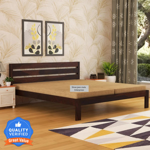 Shree Jeen Mata Enterprises Solid Sheesham Wood King Size Bed Without Storage & Mattress For Bedroom/ Hotel| Solid Wood King Bed, 205.74 cm x 187.96 cm (6.75 ft x 6.17 ft)