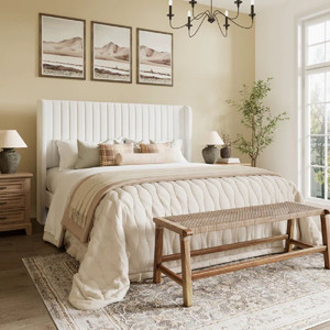 Mooncraft Premium Upholstered Bed | Queen Size Bed with Headboard | Cot for Bedroom Solid Wood Queen Bed, 205.74 cm x 157.48 cm (6.75 ft x 5.17 ft)
