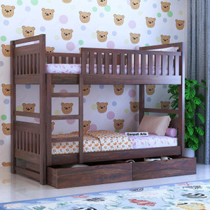 Ganpati Arts Sheesham Wood Swift Bunk Bed With2 Drawer Storage For Kids Bed/Kids Room Solid Wood Single Drawer Bed, 208 cm x 99 cm (6.82 ft x 3.25 ft)