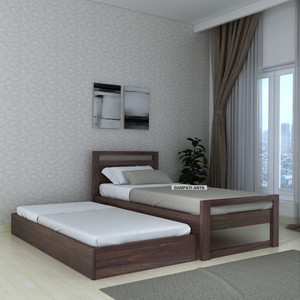 Ganpati Arts RIO Sheesham Wood Single Size Trundle Bed for Home/Livingroom/Bedroom/Kidsroom Solid Wood Single Drawer Bed