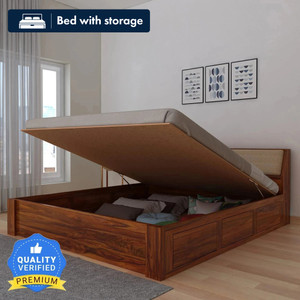 Ganpati Arts Sheesham Wood Mayor Bed/Wooden Cot/Palaung With Hydraulic Storage For Home Solid Wood King Hydraulic Bed, 224 cm x 188 cm (7.35 ft x 6.17 ft)